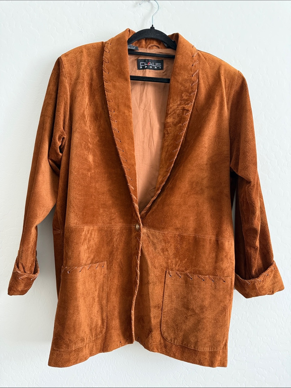 Chaus Women's Suede leather Blazer in Rust Brown Sz L